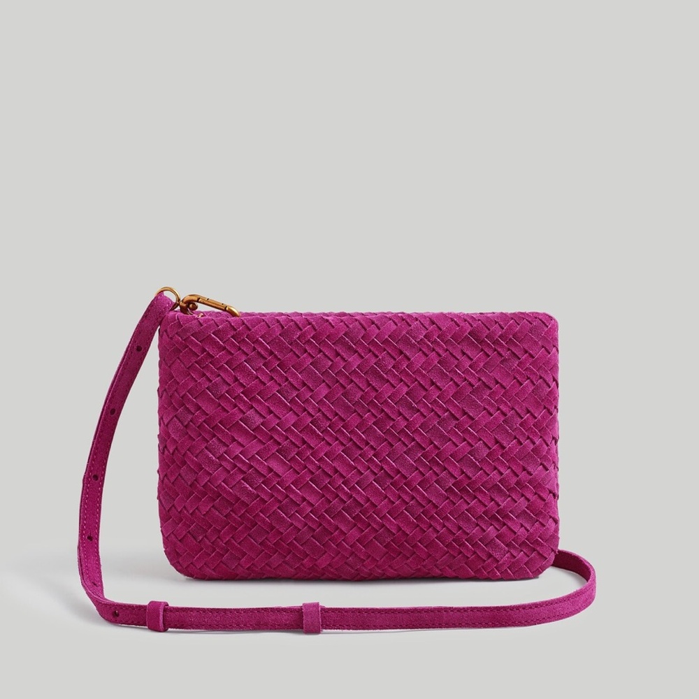 Madewell Woven Crossbody Bag in Fuchsia Pink
